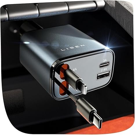 LISEN Retractable Car Charger: Fast, Smart Charging Under $50