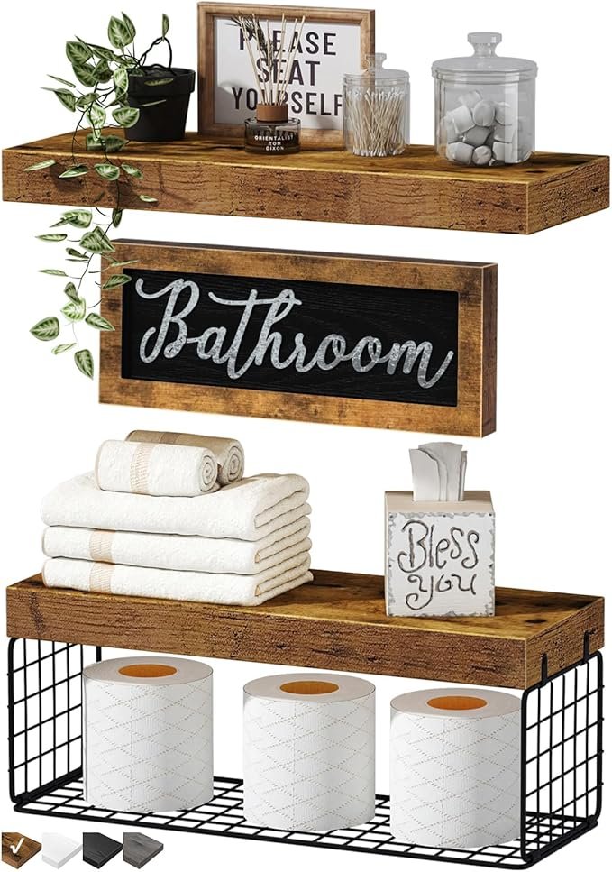 QEEIG Bathroom Shelves Over Toilet – Rustic Décor Meets Smart Home Gadgets