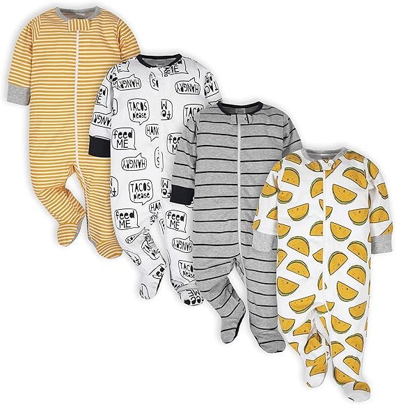 Onesies Brand Baby Boys’ 4-Pack Sleep ‘N Play Footies